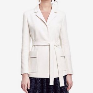 Ann Taylor white belted cardigan blazer